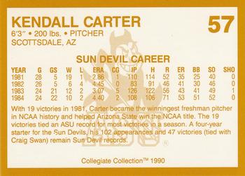 1990-91 Collegiate Collection Arizona State Sun Devils #57 Kendall Carter Back