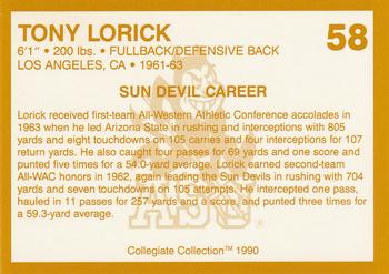 1990-91 Collegiate Collection Arizona State Sun Devils #58 Tony Lorick Back