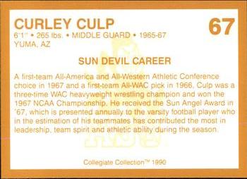 1990-91 Collegiate Collection Arizona State Sun Devils #67 Curley Culp Back