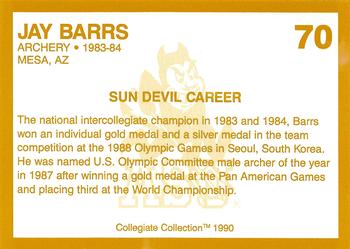 1990-91 Collegiate Collection Arizona State Sun Devils #70 Jay Barrs Back