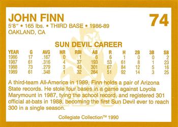 1990-91 Collegiate Collection Arizona State Sun Devils #74 John Finn Back