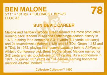 1990-91 Collegiate Collection Arizona State Sun Devils #78 Ben Malone Back
