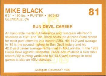 1990-91 Collegiate Collection Arizona State Sun Devils #81 Mike Black Back