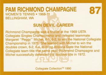 1990-91 Collegiate Collection Arizona State Sun Devils #87 Pam Richmond-Champagne Back