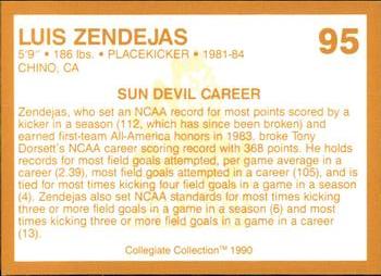 1990-91 Collegiate Collection Arizona State #95 Luis Zendejas Back