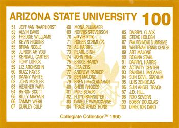 1990-91 Collegiate Collection Arizona State Sun Devils #100 Checklist Card 1-100 Back