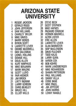 1990-91 Collegiate Collection Arizona State Sun Devils #100 Checklist Card 1-100 Front
