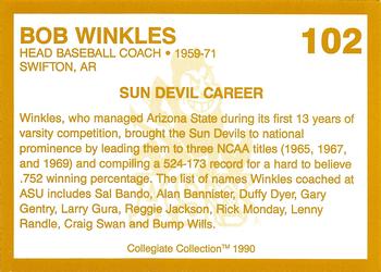 1990-91 Collegiate Collection Arizona State Sun Devils #102 Bobby Winkles Back