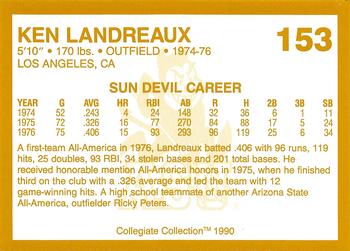1990-91 Collegiate Collection Arizona State Sun Devils #153 Ken Landreaux Back
