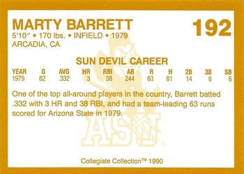 1990-91 Collegiate Collection Arizona State Sun Devils #192 Marty Barrett Back