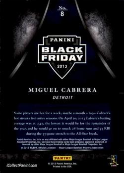 2013 Panini Black Friday #8 Miguel Cabrera Back