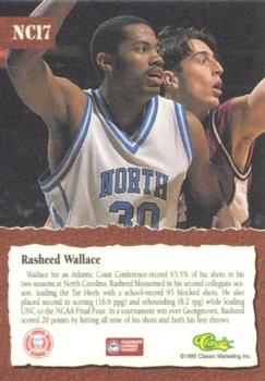 1995 Classic National #NC17 Rasheed Wallace Back