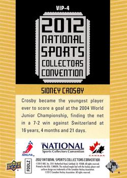 2012 Upper Deck National Convention VIP #VIP-4 Sidney Crosby Back