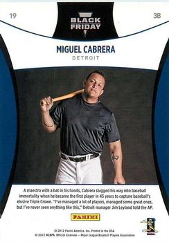 2012 Panini Black Friday #19 Miguel Cabrera Back