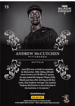 2012 Panini Black Friday - Black Holofoil #15 Andrew McCutchen Back