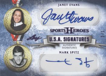 2013 Leaf Sports Heroes - U.S.A. Signatures Purple #USA-12 Janet Evans / Mark Spitz Front