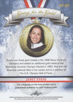 2013 Leaf Sports Heroes - Going for the Gold Autographs Red #GG-JE1 Janet Evans Back