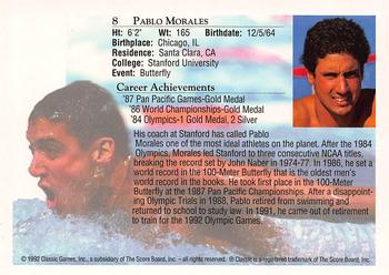 1992 Classic World Class Athletes #8 Pablo Morales Back