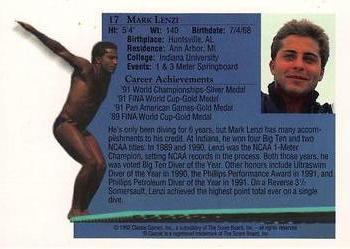 1992 Classic World Class Athletes #17 Mark Lenzi Back