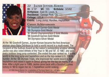 1992 Classic World Class Athletes #20 Jackie Joyner-Kersee Back