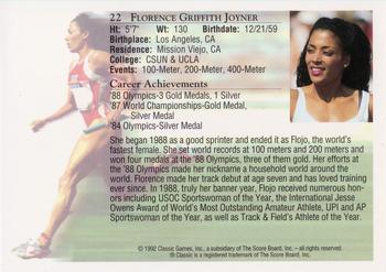 1992 Classic World Class Athletes #22 Florence Griffith-Joyner Back