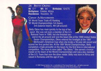 1992 Classic World Class Athletes #26 Betty Okino Back