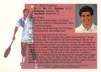 1992 Classic World Class Athletes #37 Pete Sampras Back