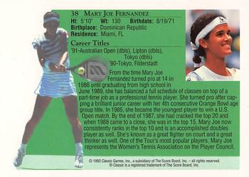 1992 Classic World Class Athletes #38 Mary Joe Fernandez Back