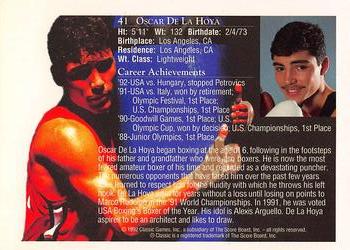 1992 Classic World Class Athletes #41 Oscar De La Hoya Back