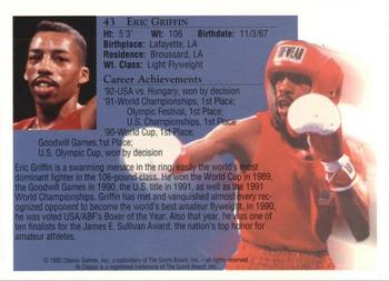 1992 Classic World Class Athletes #43 Eric Griffin Back