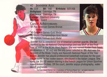 1992 Classic World Class Athletes #47 Jennifer Azzi Back
