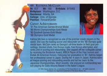 1992 Classic World Class Athletes #48 Katrina McClain Back
