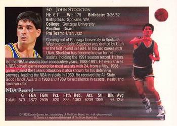 1992 Classic World Class Athletes #50 John Stockton Back