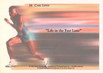 1992 Classic World Class Athletes #58 Carl Lewis Back