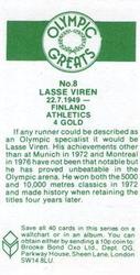 1979 Brooke Bond Olympic Greats #8 Lasse Viren Back