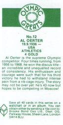 1979 Brooke Bond Olympic Greats #12 Al Oerter Back
