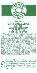 1979 Brooke Bond Olympic Greats #16 Vera Caslavska Back