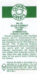 1979 Brooke Bond Olympic Greats #18 Olga Korbut Back