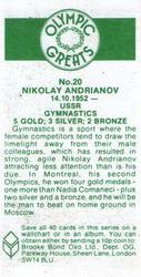 1979 Brooke Bond Olympic Greats #20 Nikolay Andrianov Back