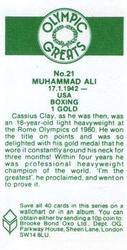 1979 Brooke Bond Olympic Greats #21 Muhammad Ali Back