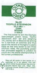 1979 Brooke Bond Olympic Greats #22 Teofilo Stevenson Back