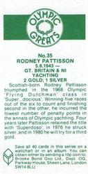 1979 Brooke Bond Olympic Greats #35 Rodney Pattisson Back