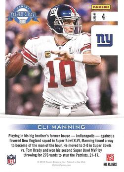 2012 Panini Father's Day - Season Highlights #4 Eli Manning Back