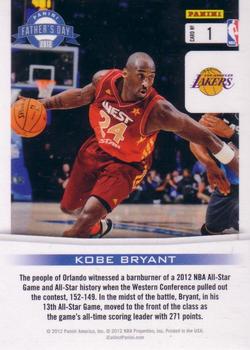 2012 Panini Father's Day - Season Highlights #1 Kobe Bryant Back