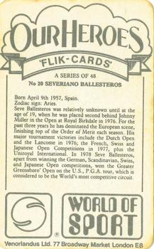 1979 Venorlandus World of Sport Flik-Cards Our Heroes #20 Seve Ballesteros Back