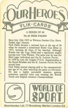 1979 Venorlandus World of Sport Flik-Cards Our Heroes #21 Nick Faldo Back