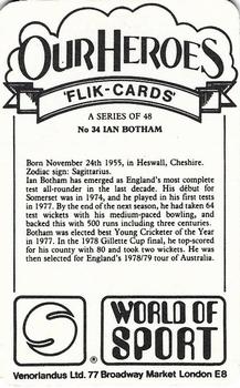 1979 Venorlandus World of Sport Flik-Cards Our Heroes #34 Ian Botham Back