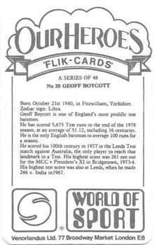 1979 Venorlandus World of Sport Flik-Cards Our Heroes #38 Geoff Boycott Back