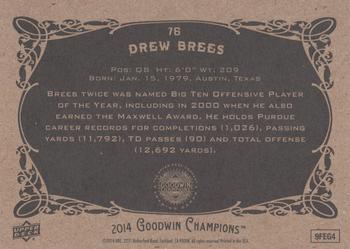2014 Upper Deck Goodwin Champions #76 Drew Brees Back