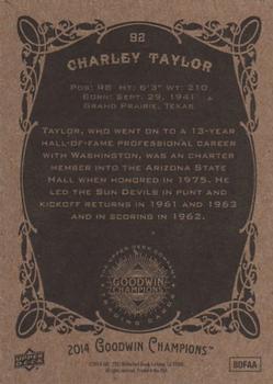 2014 Upper Deck Goodwin Champions #92 Charley Taylor Back